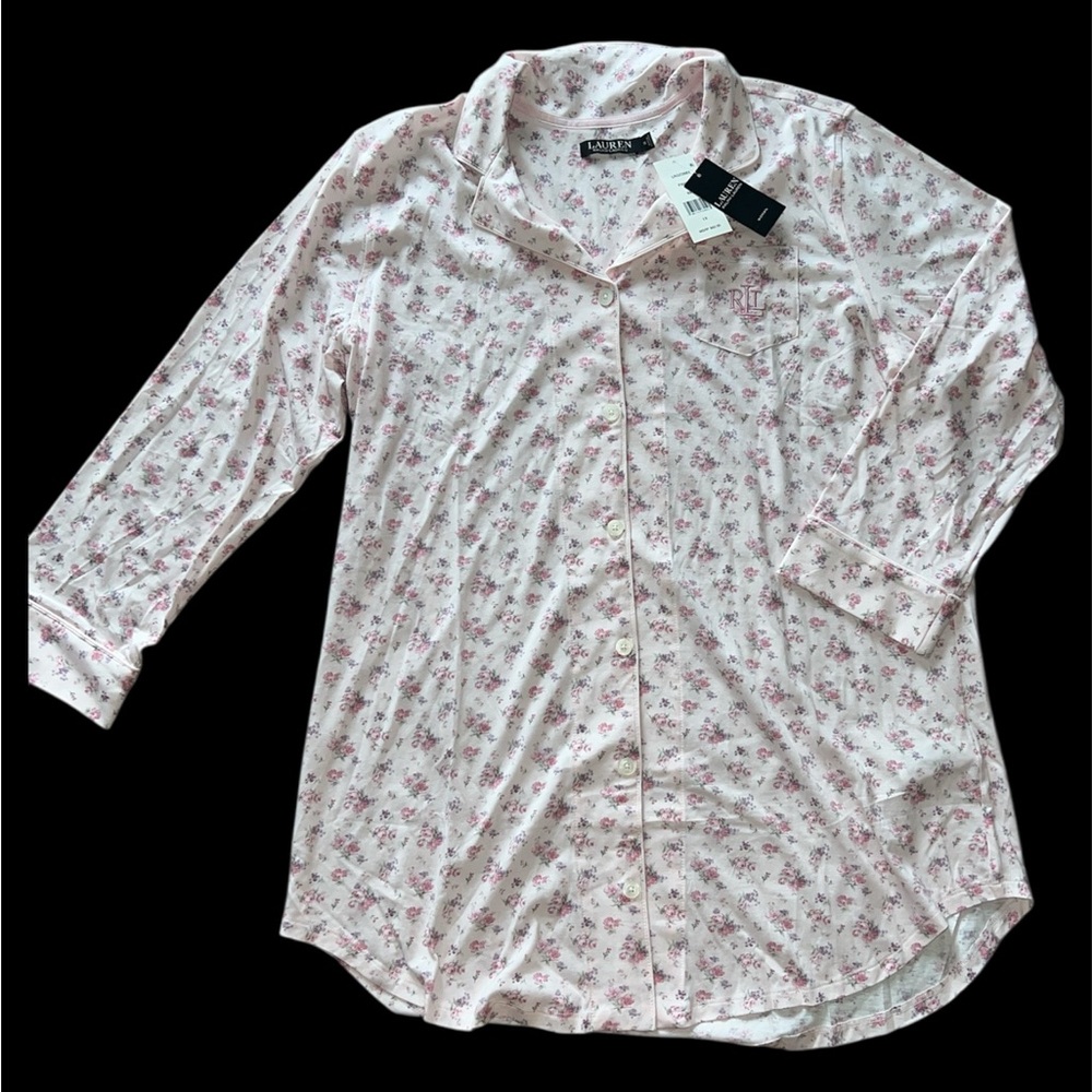 Lauren Ralph Lauren Women's Pink Floral Sleepshirt Nightgown Size XL NWT